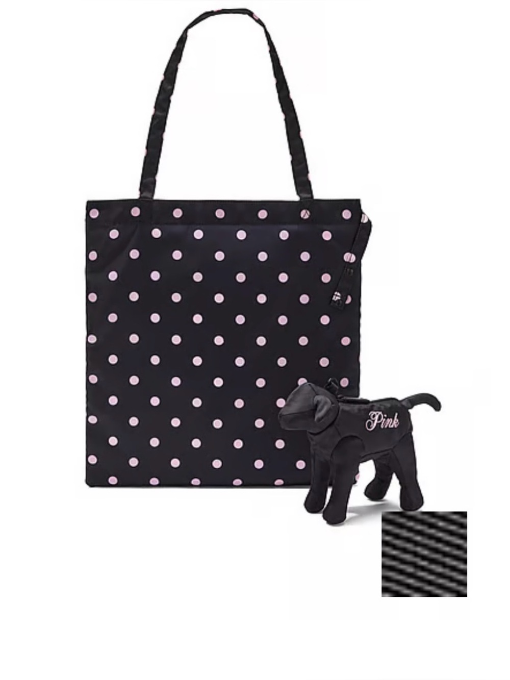 Bundle Victoria's Secret Black Tote with Pink Polka Dot & flip flop